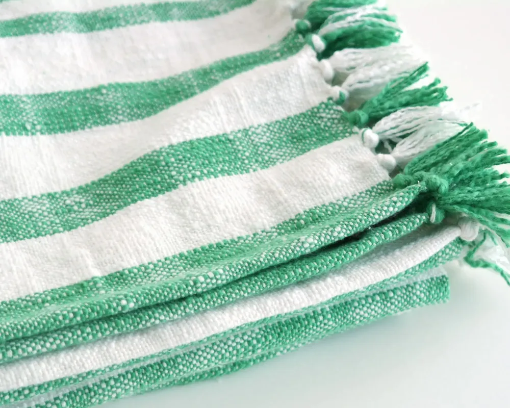 Plaids - Throw Jax – striped slub cotton with fringes - ML FABRICS