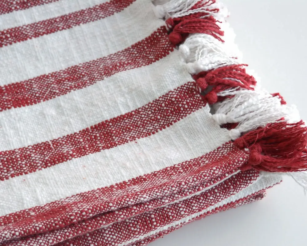 Plaids - Throw Jax – striped slub cotton with fringes - ML FABRICS