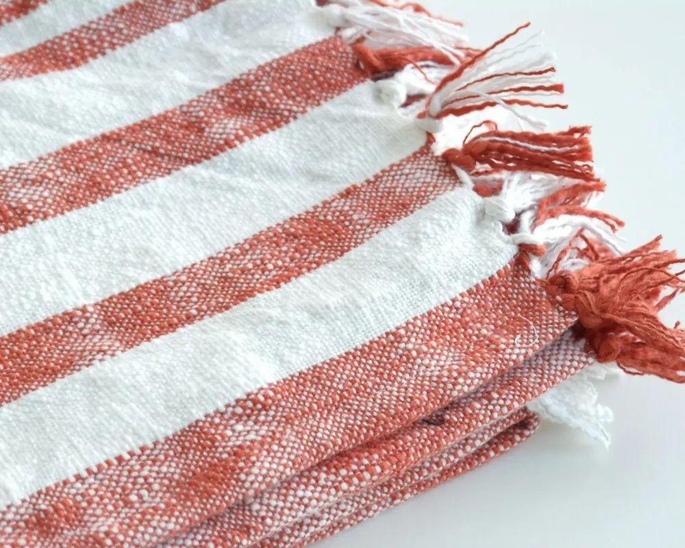 Plaids - Throw Jax – striped slub cotton with fringes - ML FABRICS