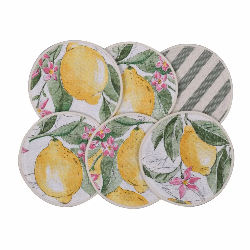 Sets de table - Mini sous-verres ronds Lemonade & Rayures – Style d’été - ROSEBERRY HOME