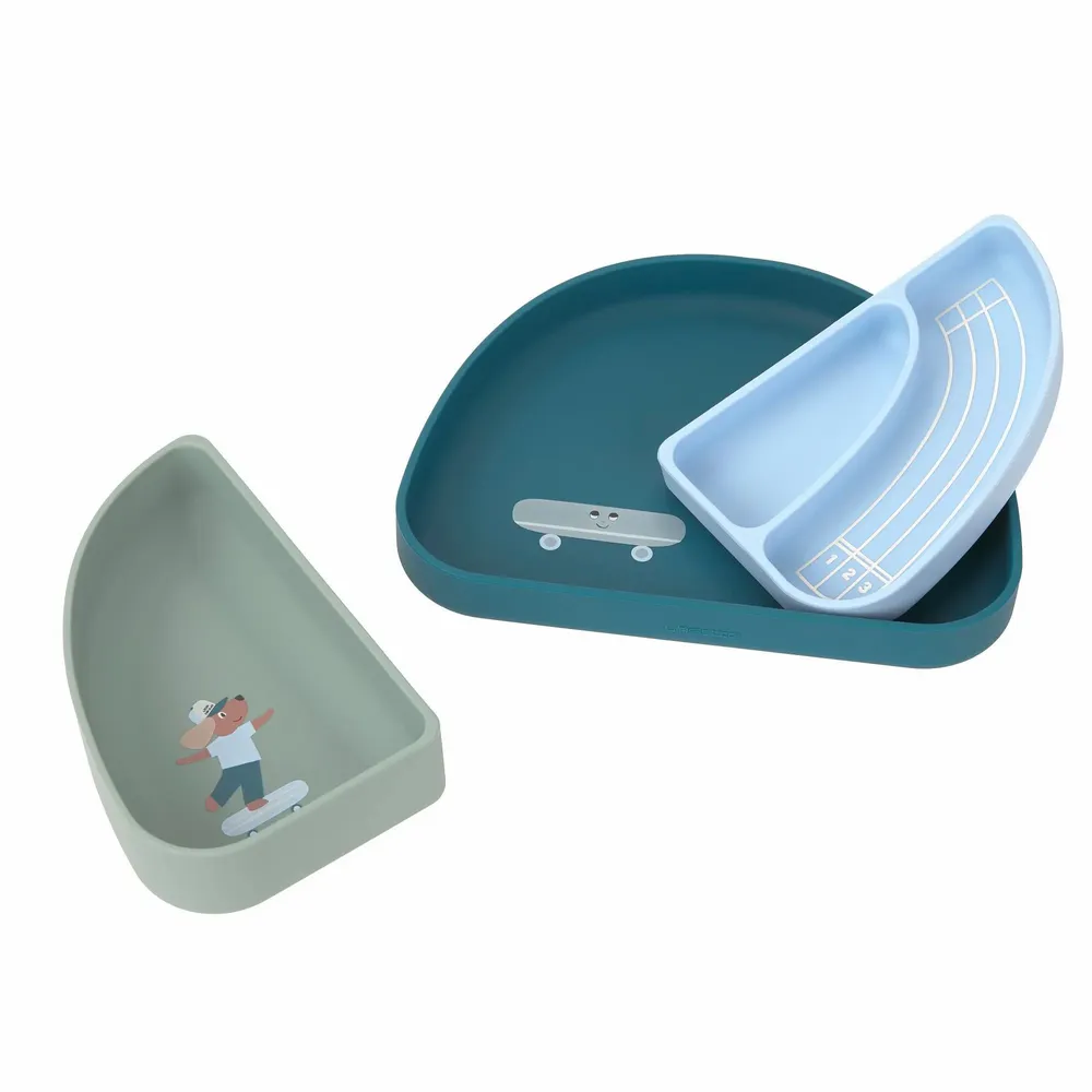 Children's mealtime - LÄSSIG silicone section dish set Tiny Team - LASSIG GMBH