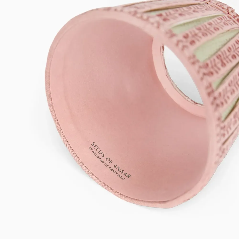 Wireless lamps - BLOCK PRINTED LAMPSHADE COVER - MINT ROSE RHEA - CRAFT BOAT