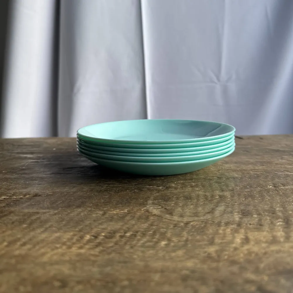 Everyday plates - Set of 6 small vintage turquoise blue dessert plates D18 - OFFICE OBJETS