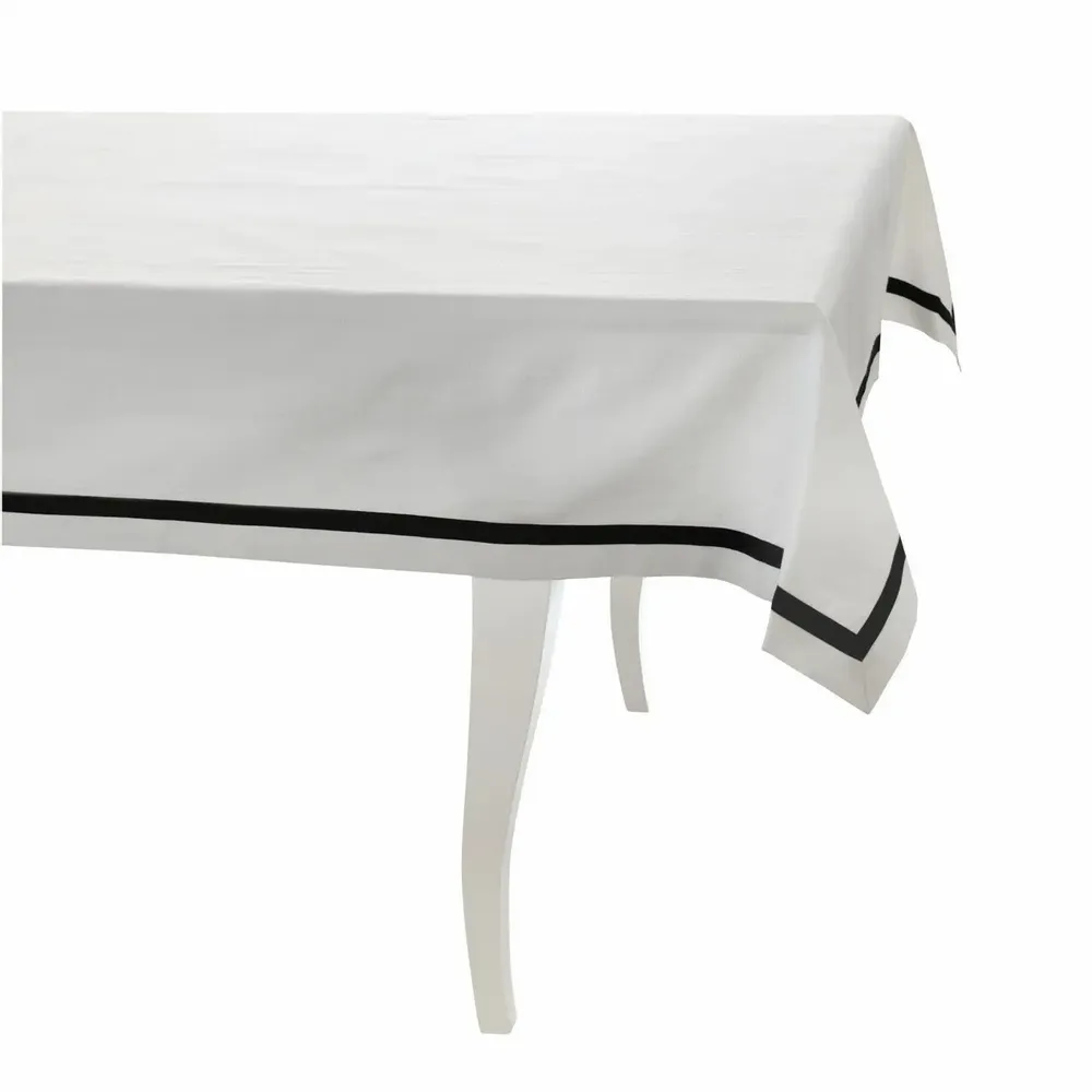 Linge de table textile - Nappe Rayures – Ruban noir (Style bistrot français) - ROSEBERRY HOME