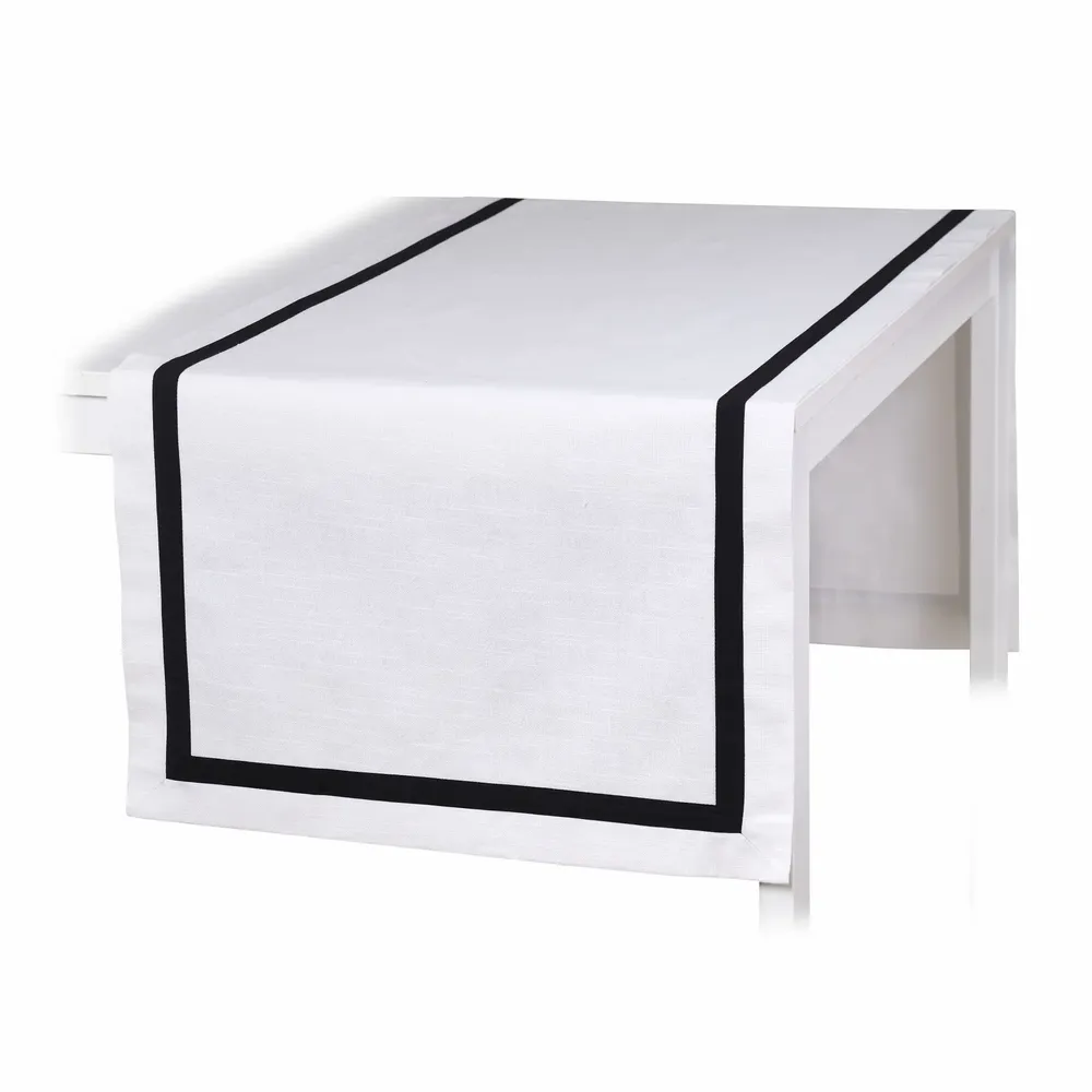 Nappes - Nappe ronde Rayures – Ruban noir (Style bistrot français) - ROSEBERRY HOME