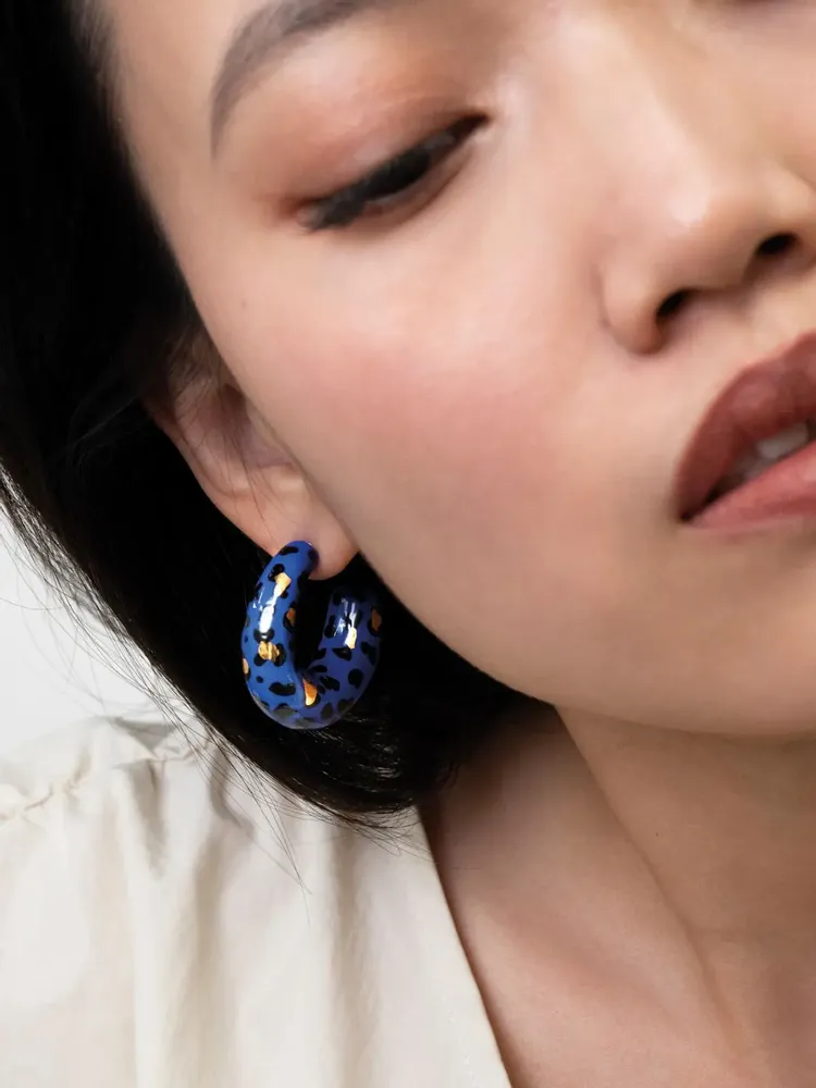 Jewelry - Blue Leopard chunky earrings - Cosmic - NACH