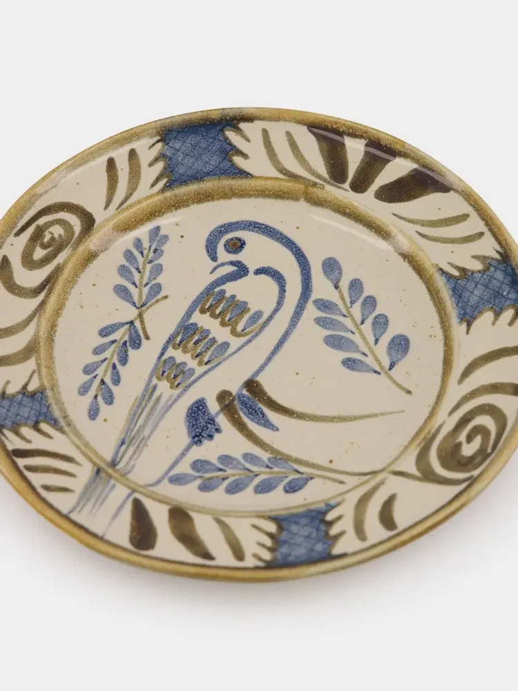 Everyday plates - Hand-Painted Lusitano Bird Stoneware Dessert Plate - HOUSE OF CAPRICORN