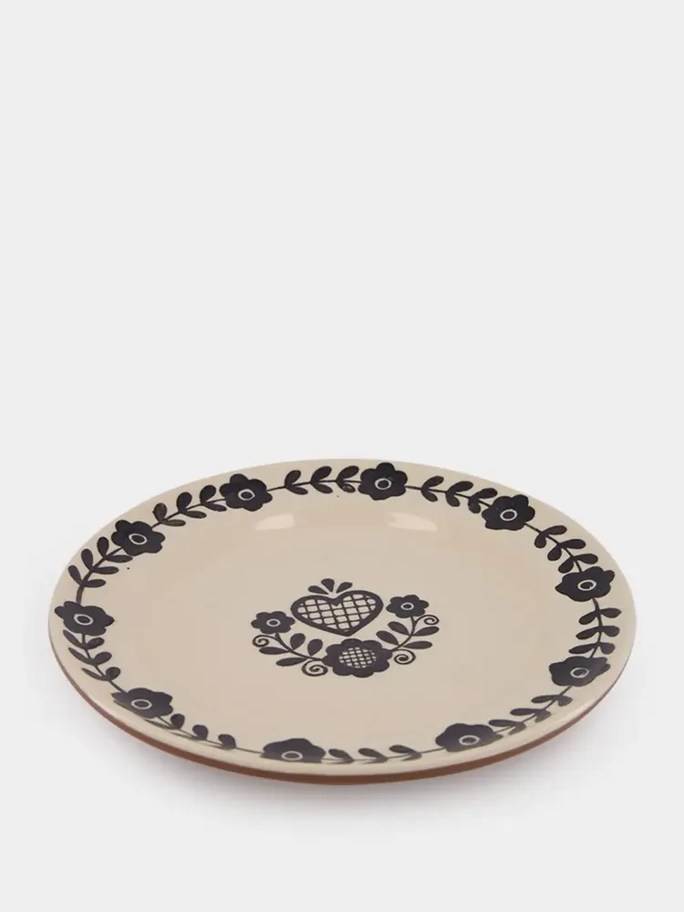 Everyday plates - Hand-Painted Viana Black Stoneware Dinner Plate - HOUSE OF CAPRICORN