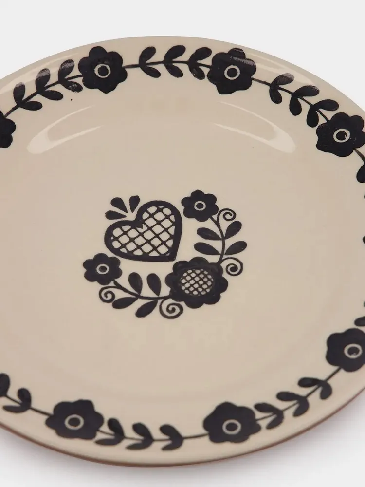 Everyday plates - Hand-Painted Viana Black Stoneware Dinner Plate - HOUSE OF CAPRICORN