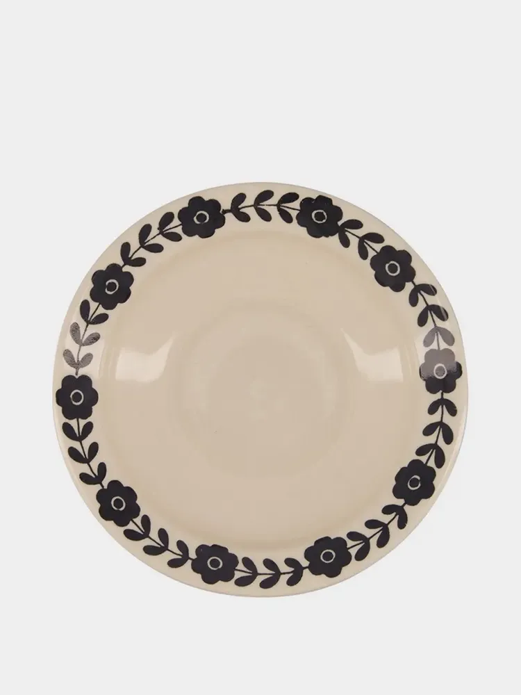 Assiettes au quotidien - Hand-Painted Viana Black Stoneware Soup Plate - HOUSE OF CAPRICORN
