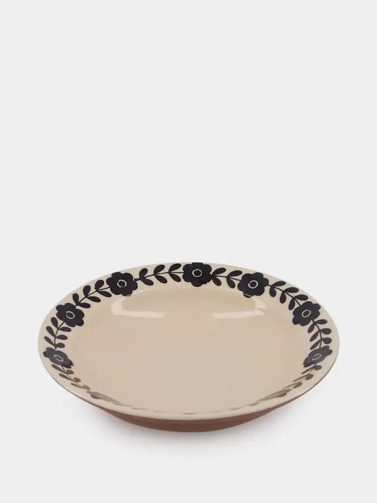 Assiettes au quotidien - Hand-Painted Viana Black Stoneware Soup Plate - HOUSE OF CAPRICORN
