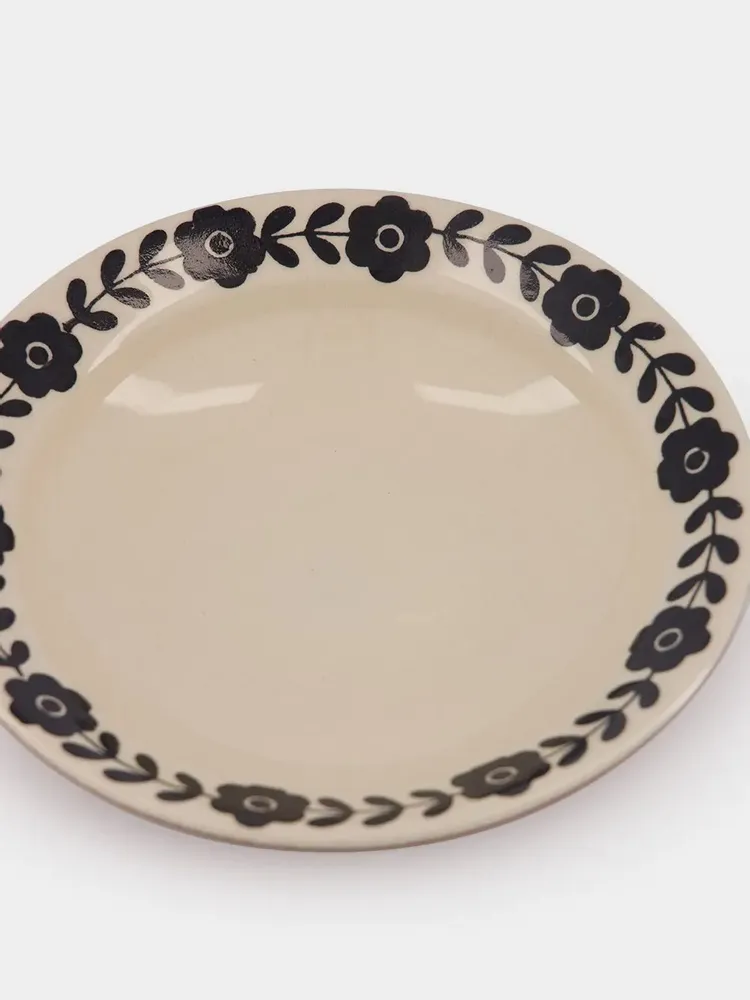 Assiettes au quotidien - Hand-Painted Viana Black Stoneware Soup Plate - HOUSE OF CAPRICORN
