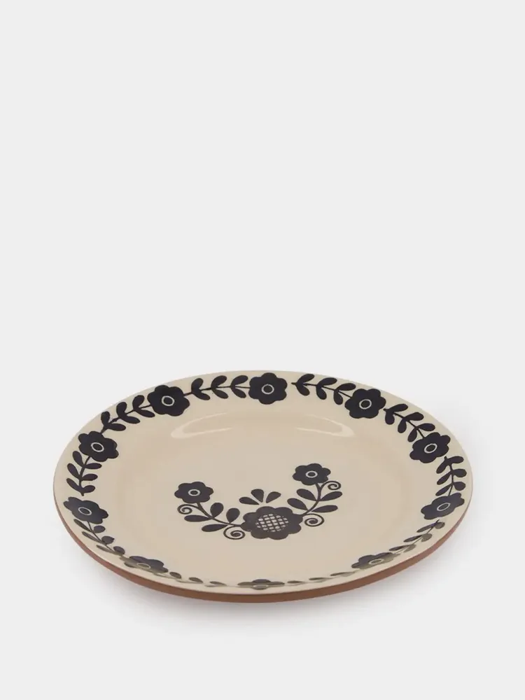 Assiettes au quotidien - Hand-Painted Viana Black Stoneware Dessert Plate - HOUSE OF CAPRICORN