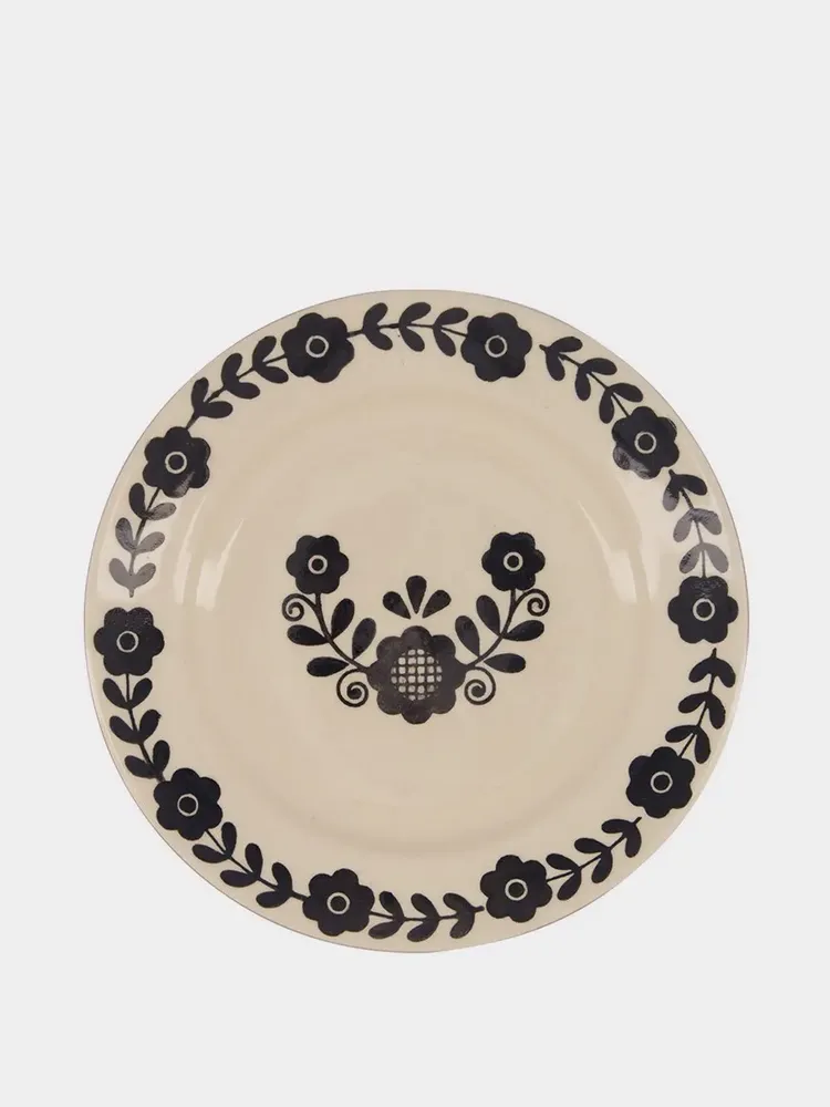Assiettes au quotidien - Hand-Painted Viana Black Stoneware Dessert Plate - HOUSE OF CAPRICORN