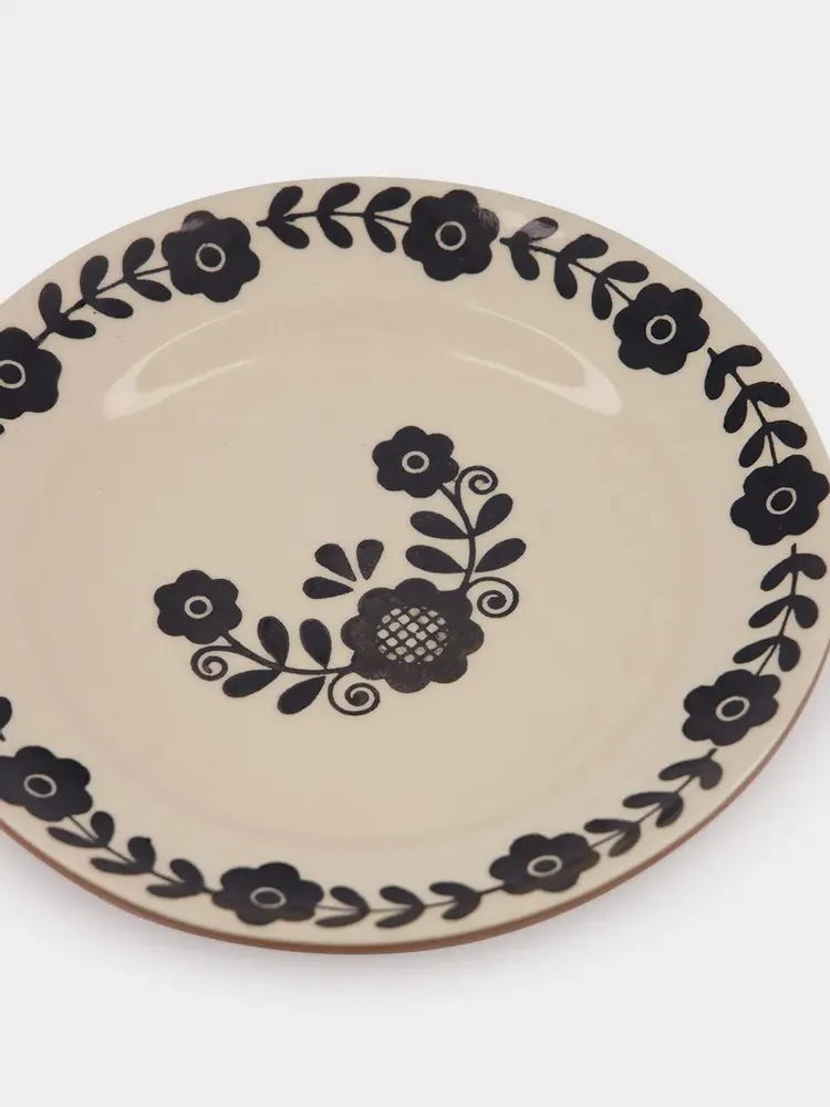 Assiettes au quotidien - Hand-Painted Viana Black Stoneware Dessert Plate - HOUSE OF CAPRICORN