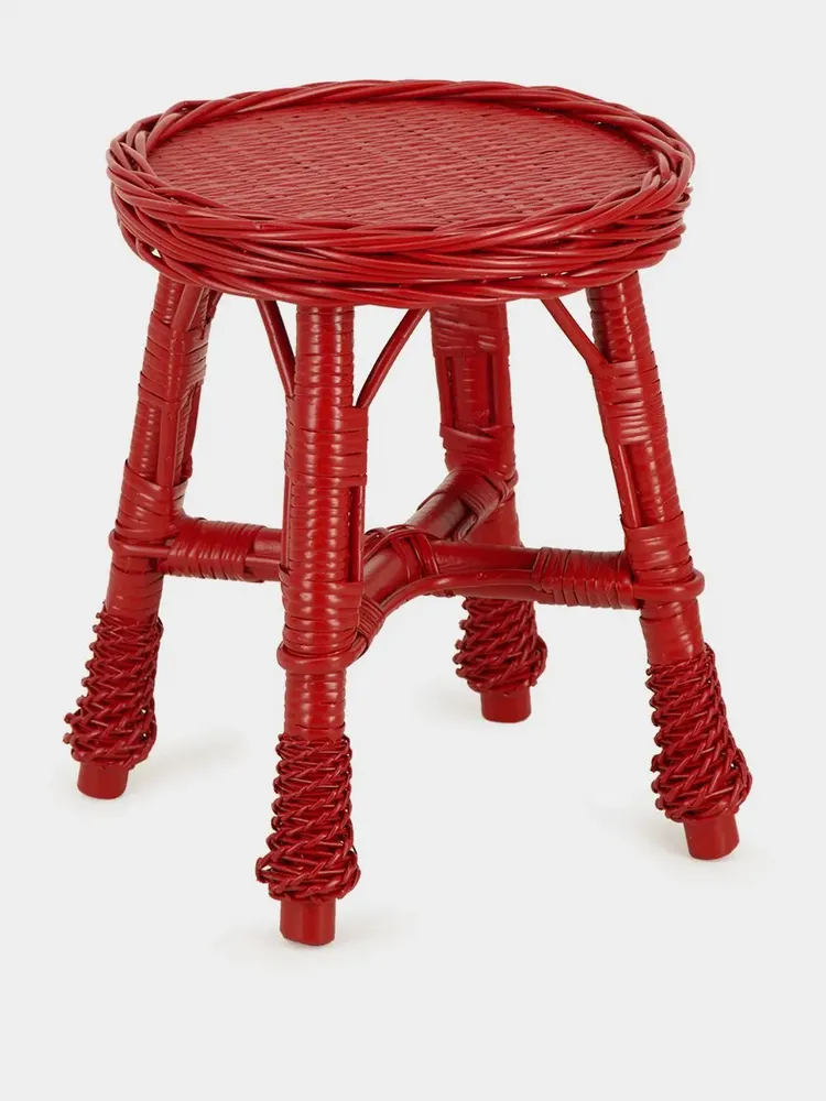 Tabourets - Handmade Furnas Red Wicker Stool - HOUSE OF CAPRICORN