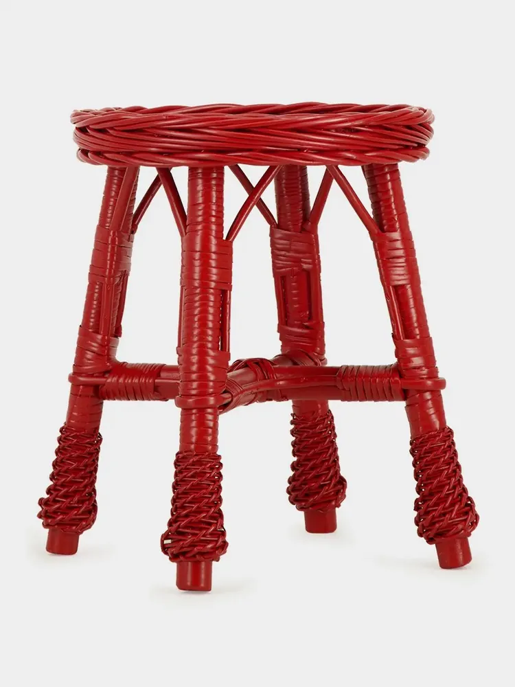 Tabourets - Handmade Furnas Red Wicker Stool - HOUSE OF CAPRICORN