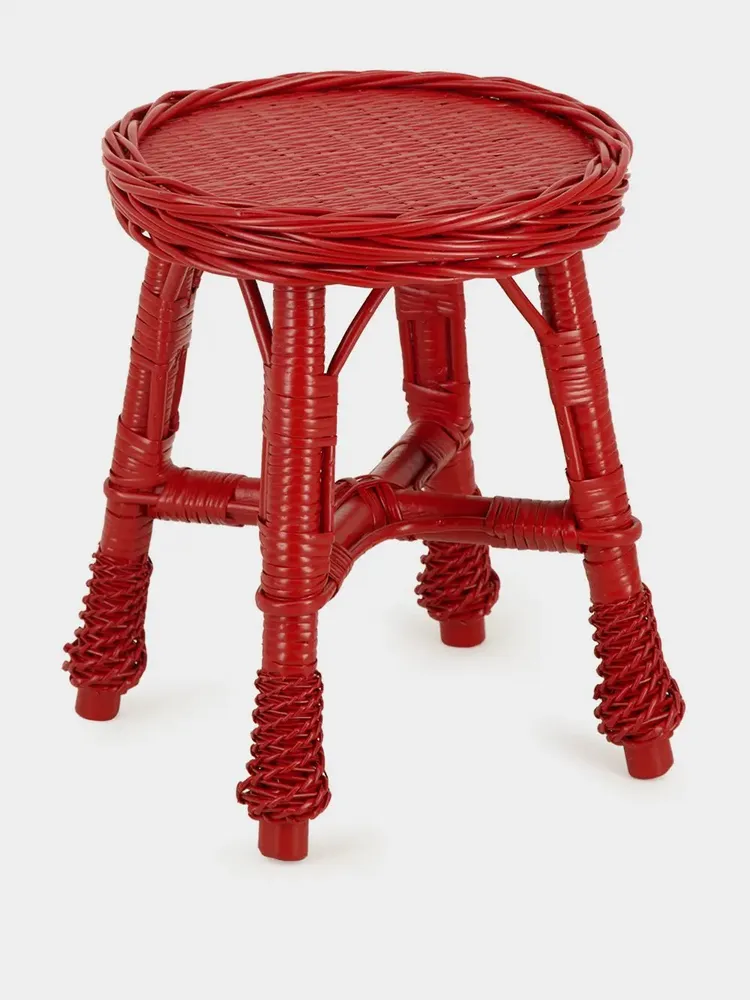 Tabourets - Handmade Furnas Red Wicker Stool - HOUSE OF CAPRICORN