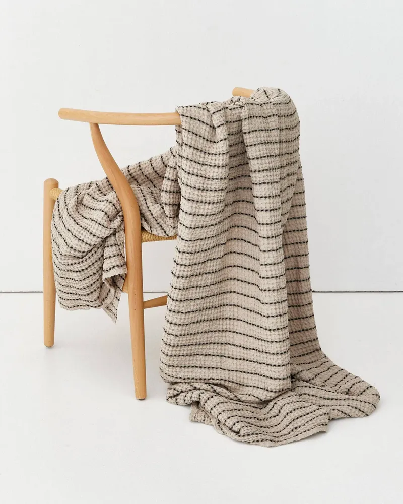 Throw blankets - Striped waffle throw blanket - MAGICLINEN