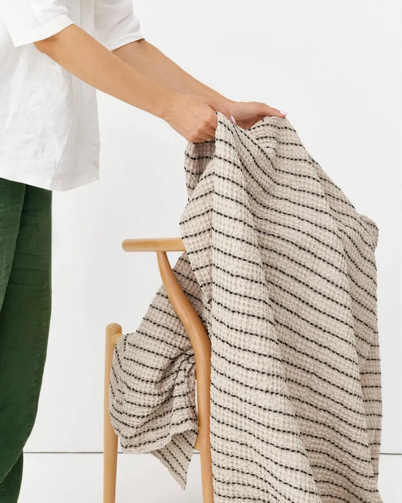 Throw blankets - Striped waffle throw blanket - MAGICLINEN