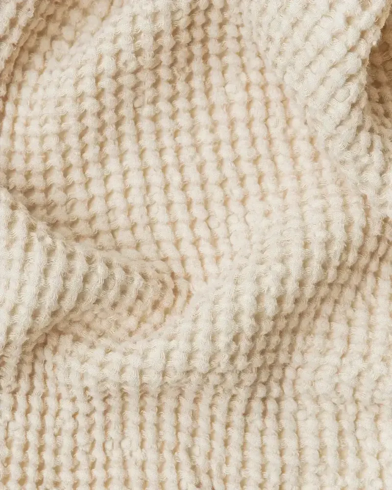 Throw blankets - Linen waffle throw blanket in Vanilla - MAGICLINEN
