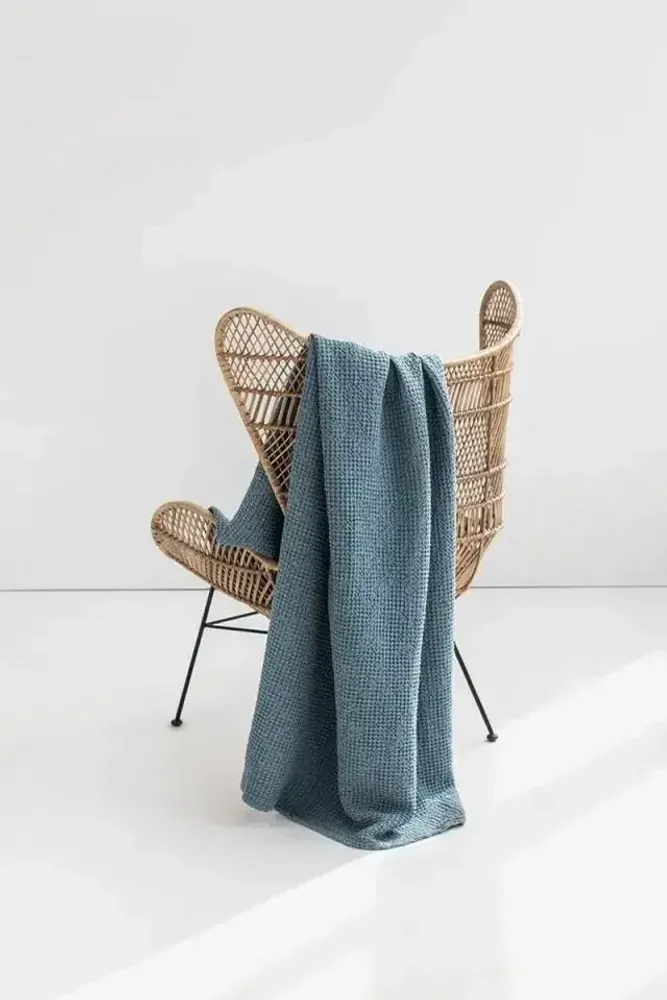 Plaids - Plaid gaufré en lin bleu gris - MAGICLINEN