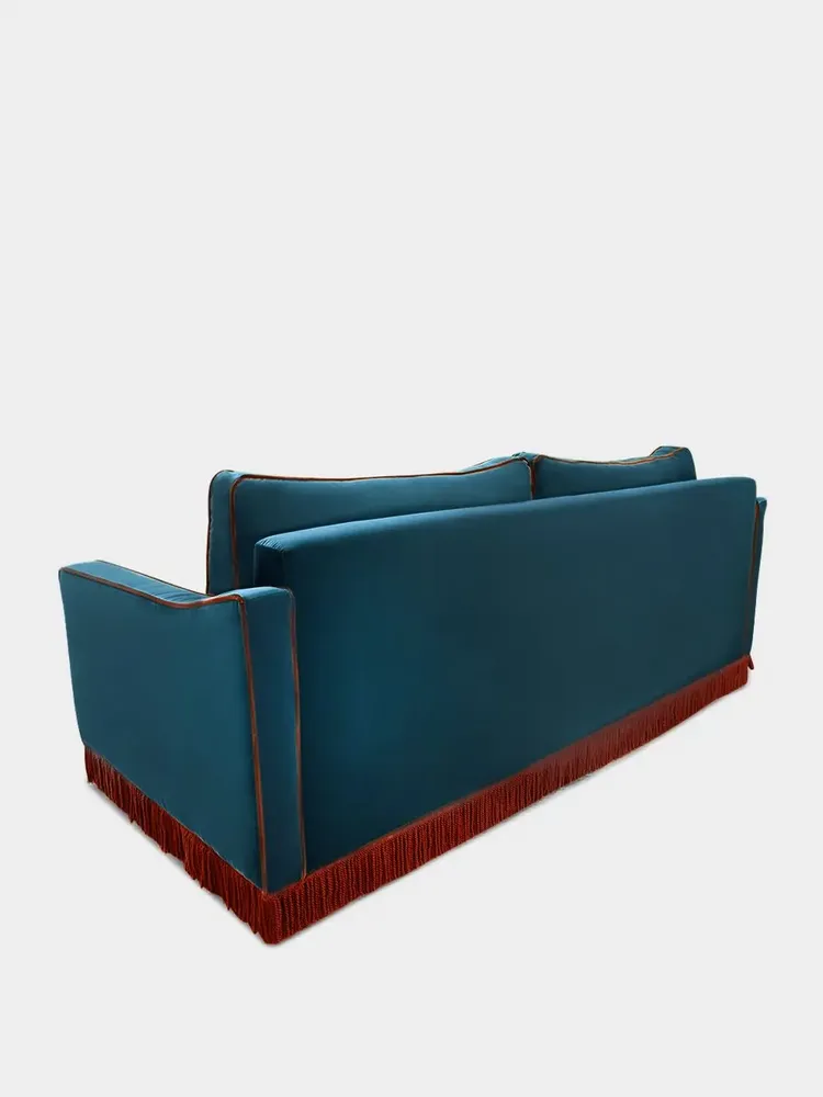 Canapés - Afonso Blue and Brick Velvet Sofa - HOUSE OF CAPRICORN