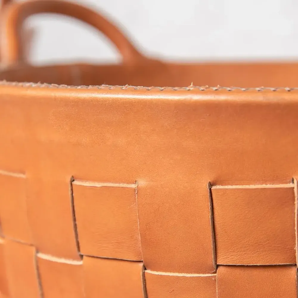Decorative objects - Leather braided basket - SOL & LUNA