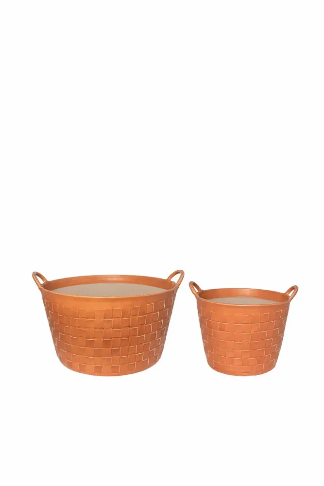 Decorative objects - Leather braided basket - SOL & LUNA