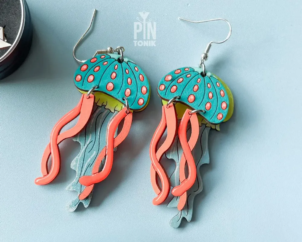 Bijoux - Boucles d'oreilles méduses colorées - Bijoux pour une fête sur la plage - PINTONIK