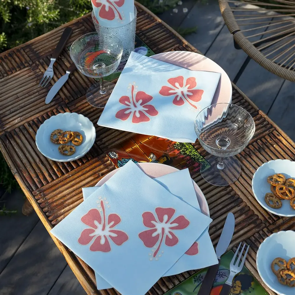 Napkins - BLUE HIBISCUS - FRANÇOISE PAVIOT