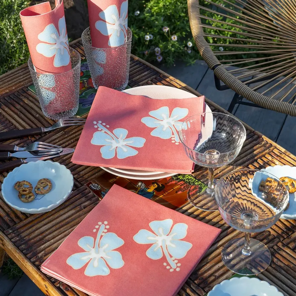 Napkins - CORAL HIBISCUS - FRANÇOISE PAVIOT