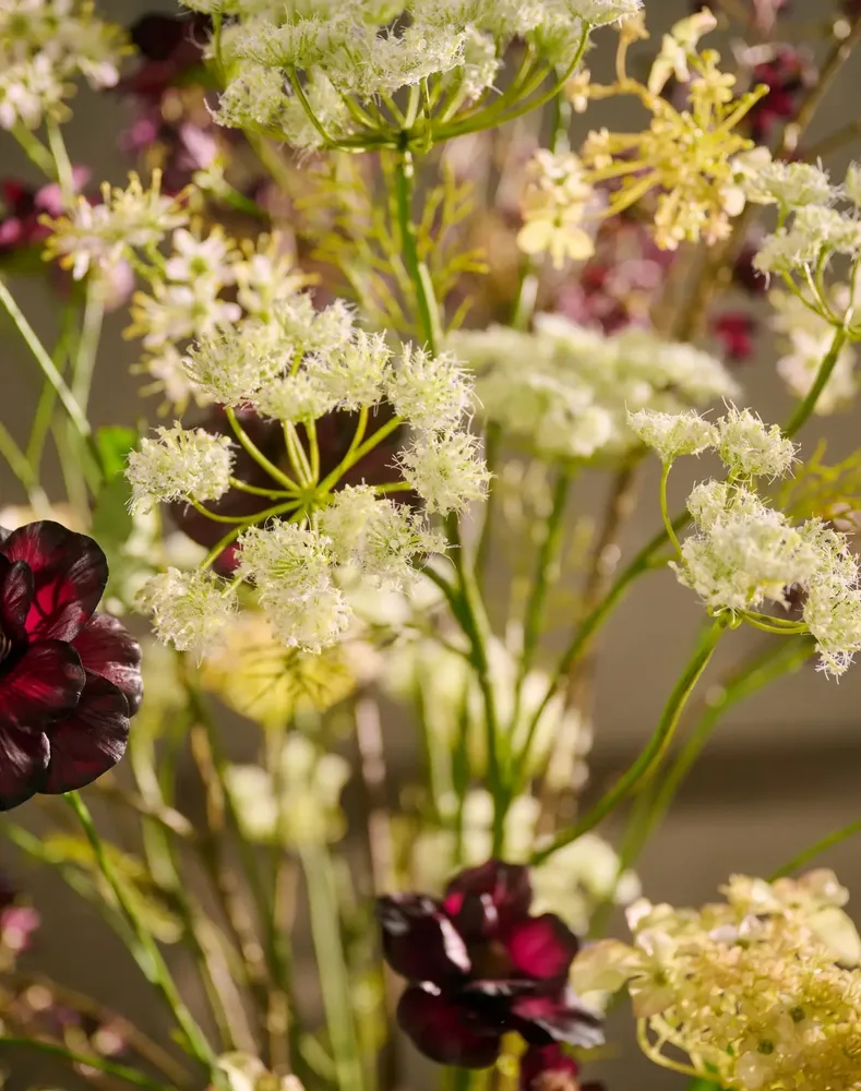 Décorations florales - Bouquet d'hortensias en soie artificielle en blanc, vert et bordeaux - SILK-KA BV