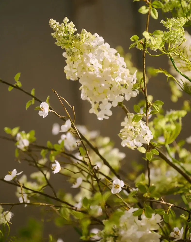 Floral decoration - Artificial Silk White Bouquet with Plume Hydrangeas - SILK-KA BV