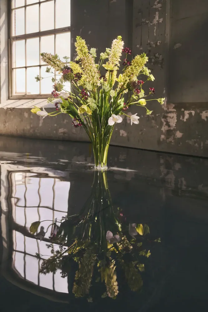 Floral decoration - Artificial Silk Tulip Bouquet in Green, Burgundy & Lime - SILK-KA BV