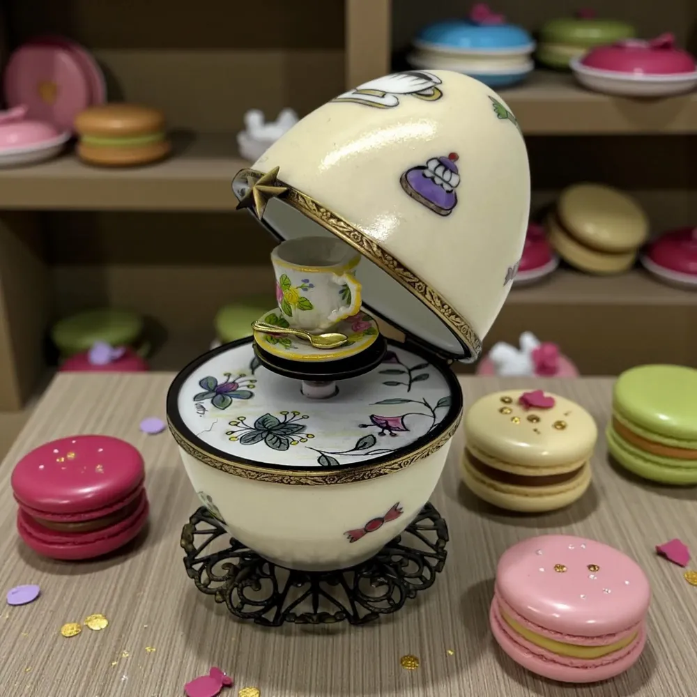 Children's decorative items - Hand painted Limoges music box. - FANEX FRANCE ATELIERS