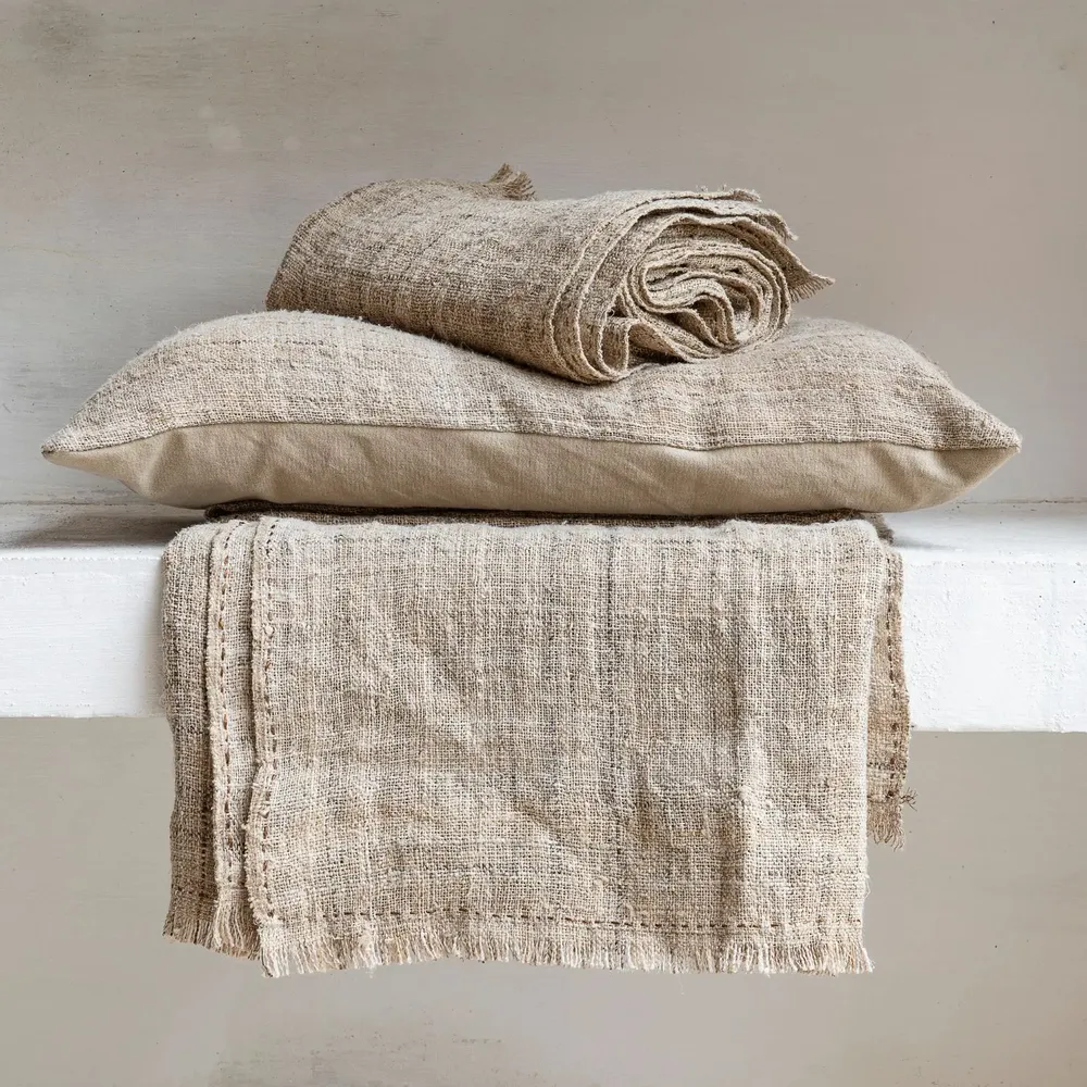 Objets de décoration - Plaid frangé CHALK 120x200cm - BED AND PHILOSOPHY