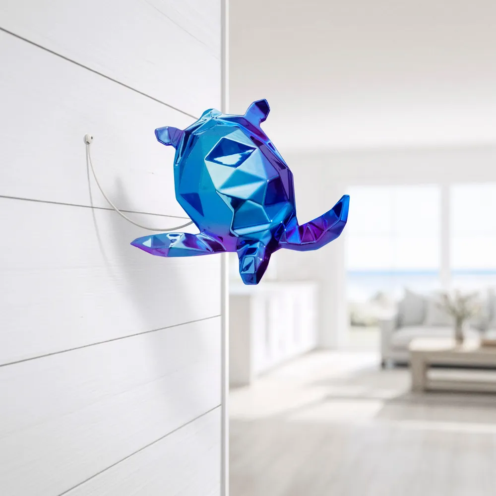 Hotel bedrooms - Porcelain Turtle Sculpture – Blue Edition - OCEANSTORE DESIGN