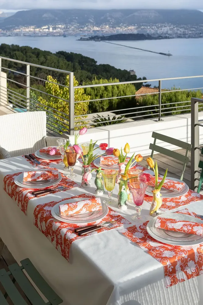 Napkins - ORANGE PARAKEET - FRANÇOISE PAVIOT