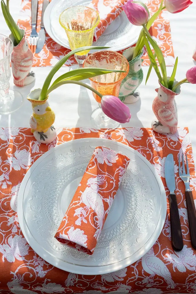 Napkins - ORANGE PARAKEET - FRANÇOISE PAVIOT