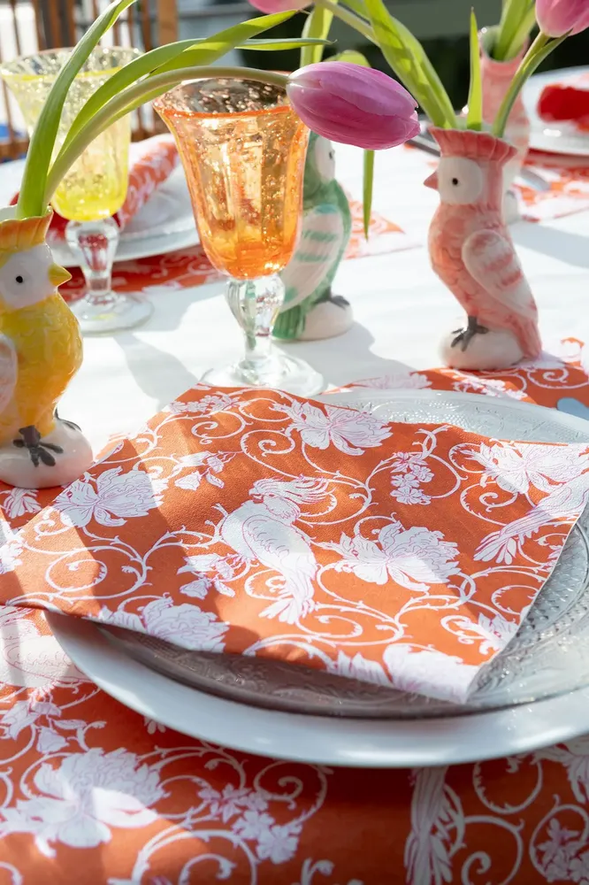 Napkins - ORANGE PARAKEET - FRANÇOISE PAVIOT