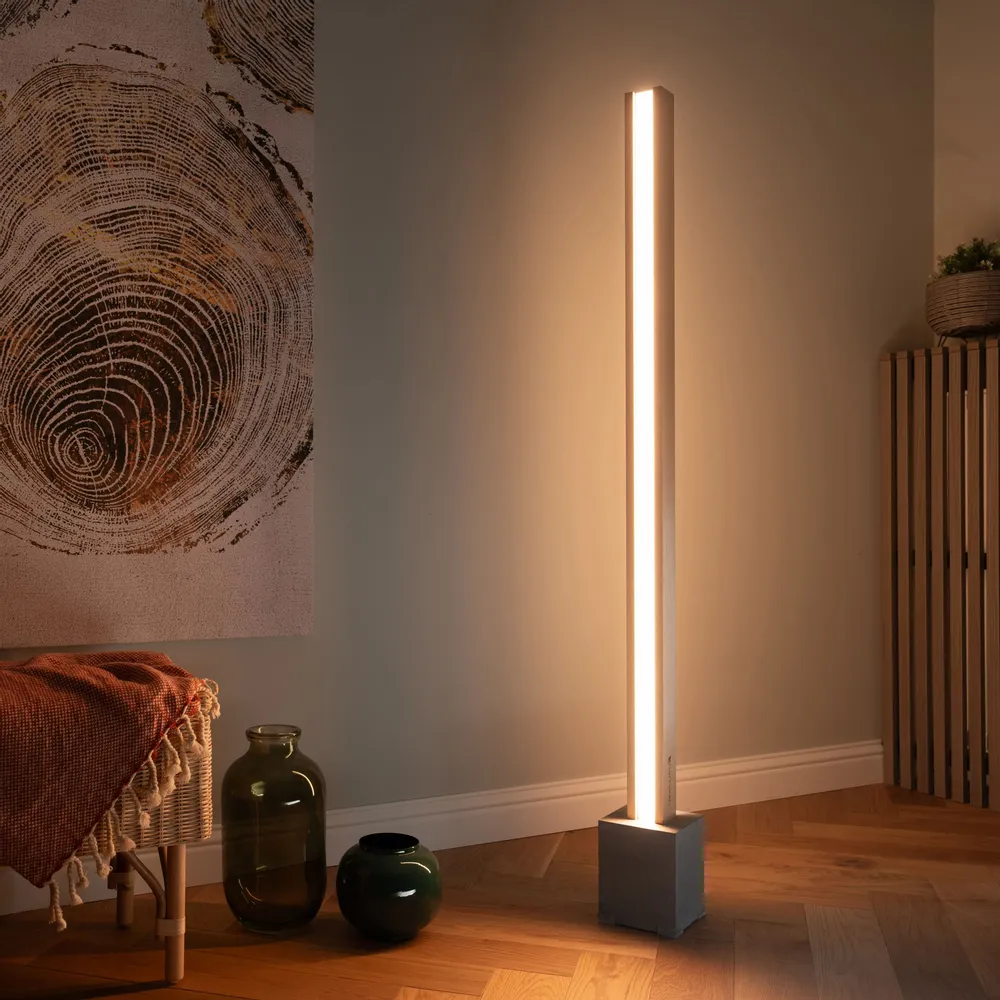 Floor lamps - Wood & Concrete Floor Lamp with dimmable, color adjustable LED light - NORRSKEN LIGHTING GMBH