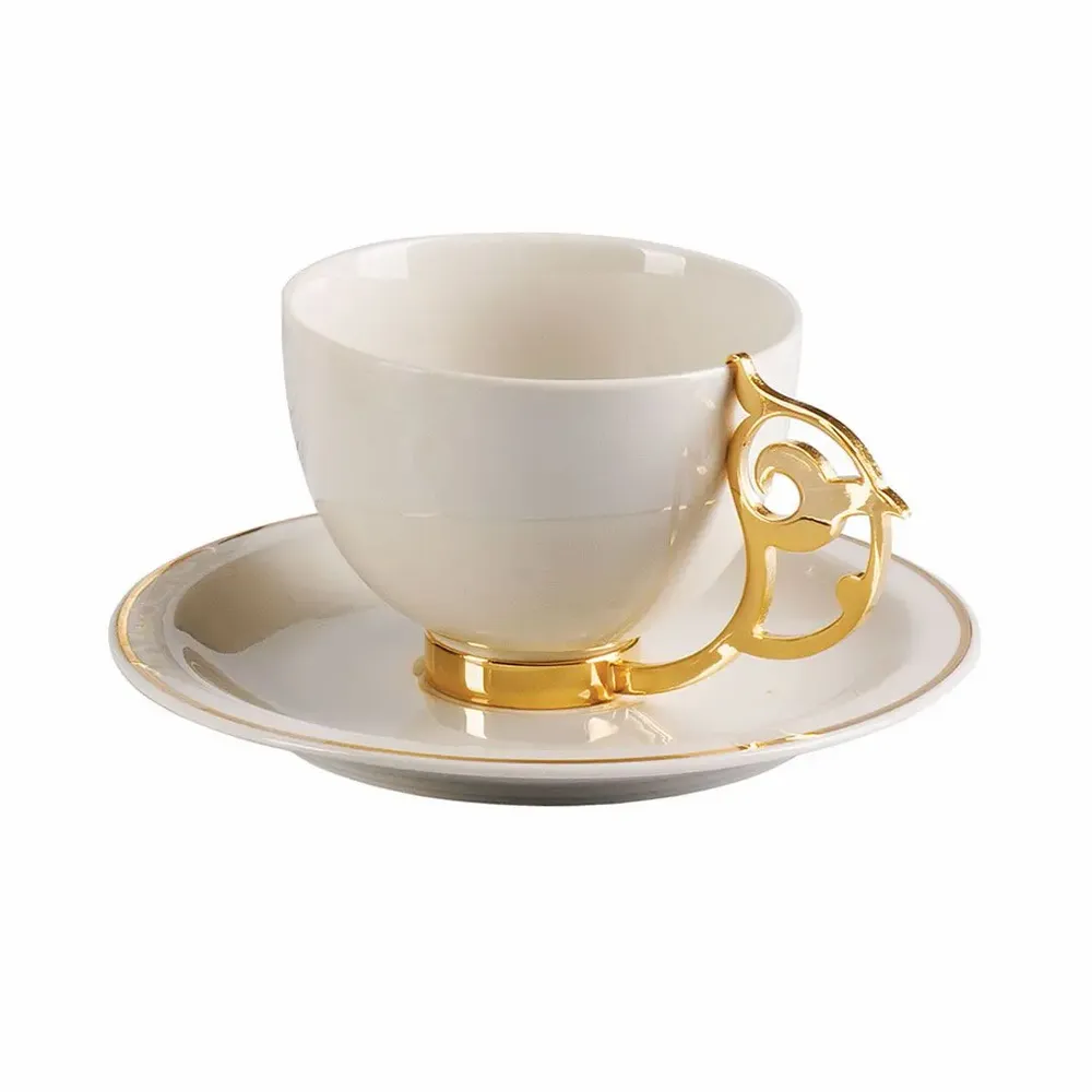 Tea and coffee accessories - Secret Tea Cup Set Porcelain Dish, Set For 2 (4 Pcs) - ANATOLI