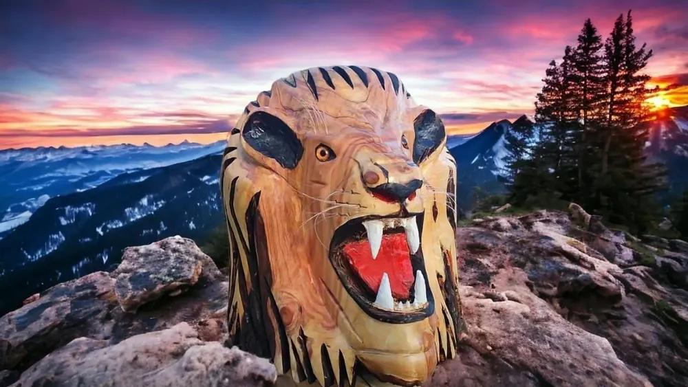Pièces uniques - Tête de lion sculpté en bois de cyprès - BOIS DE LION
