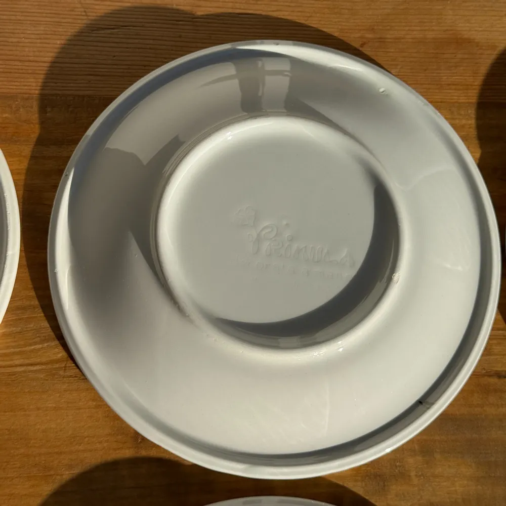 Everyday plates - Set of 9 small Italian dessert plates Primula with red border, v - OFFICE OBJETS