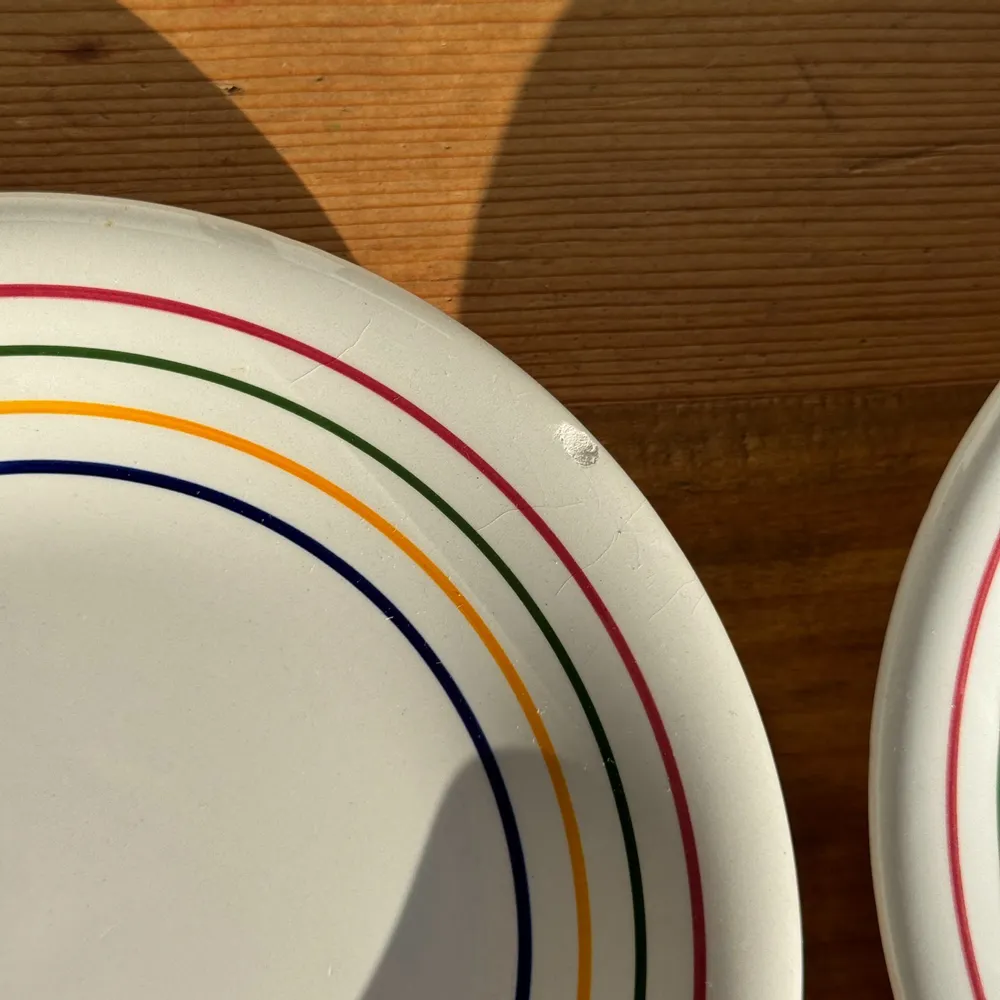 Everyday plates - Set of 9 small Italian dessert plates Primula with red border, v - OFFICE OBJETS