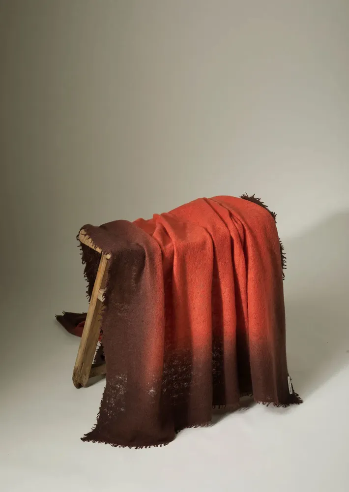 Throw blankets - OPEN KNITTED THROW DIP DYE - MIRROR IN THE SKY CASHMERE