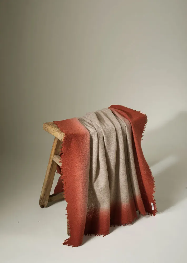 Throw blankets - OPEN KNITTED THROW DIP DYE - MIRROR IN THE SKY CASHMERE