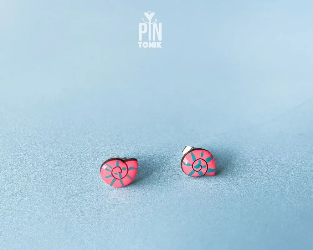 Jewelry - Shell Stud Earrings - Contemporary Marine Form - PINTONIK