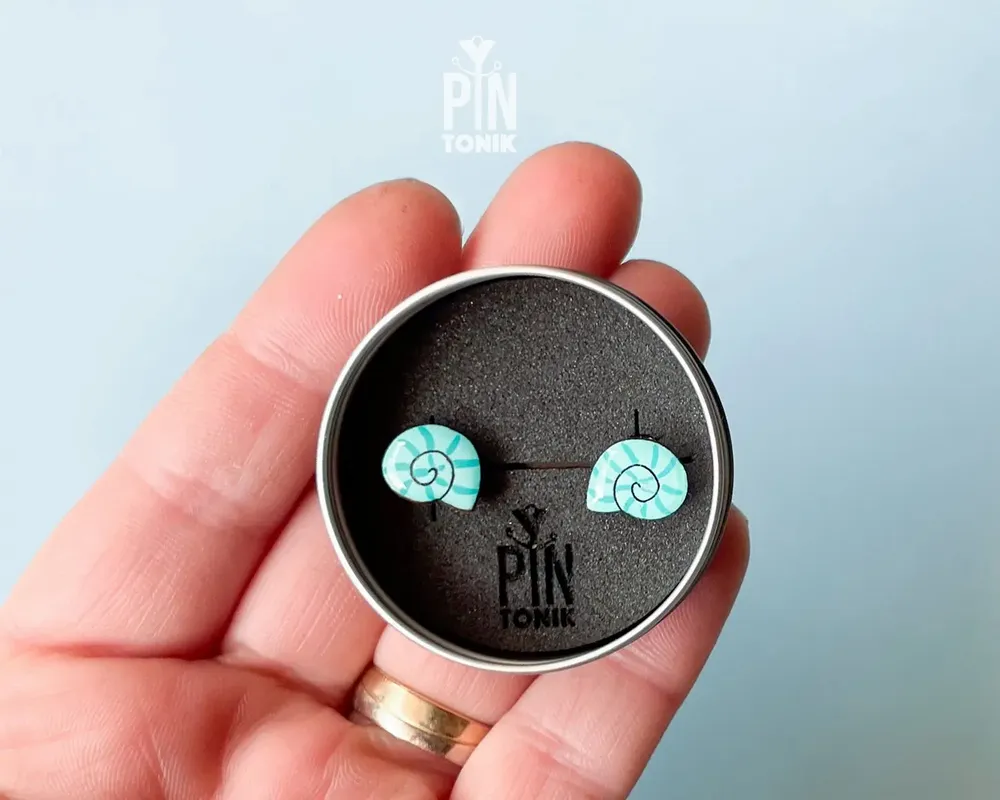 Jewelry - Shell Stud Earrings - Contemporary Marine Form - PINTONIK